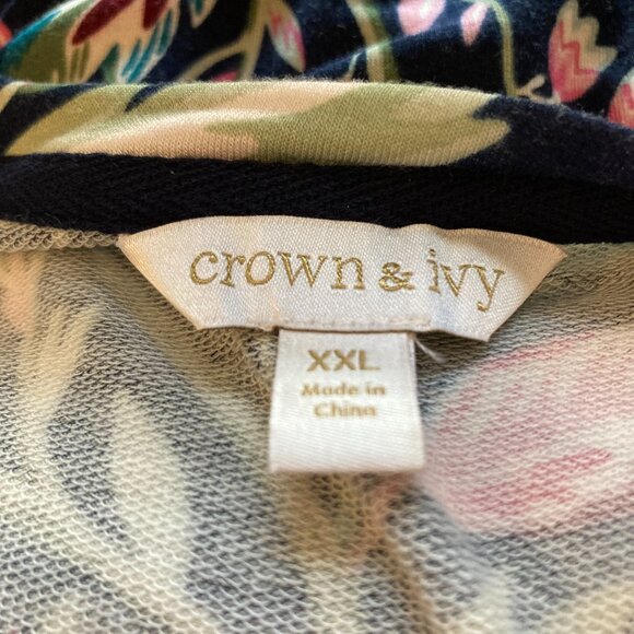 Crown & Ivy Woman's Floral Soft Knit Pullover Top Size XXL - Picture 2 of 7